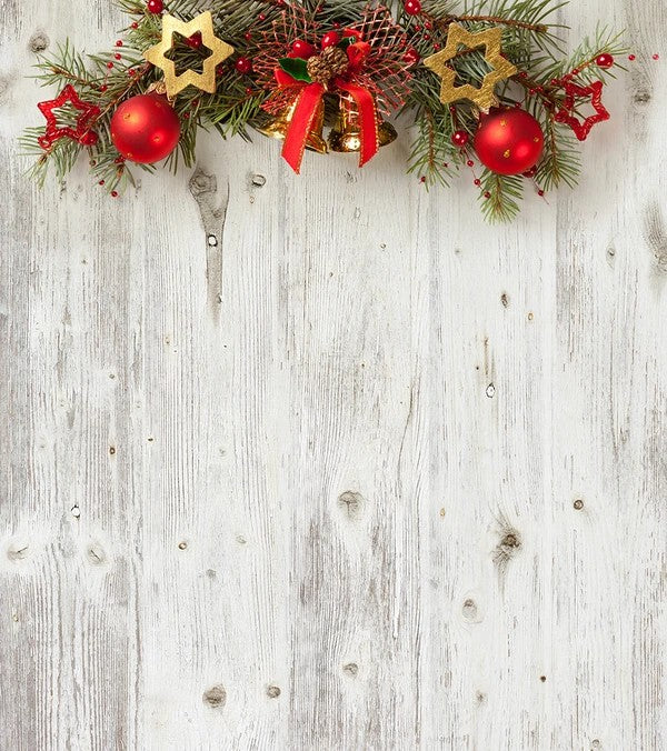 Christmas Decorations Wood Floor Photography Backdrop LV-866