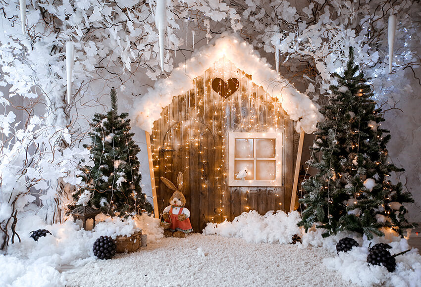 Christmas Lodge Printed Photo Backdrop