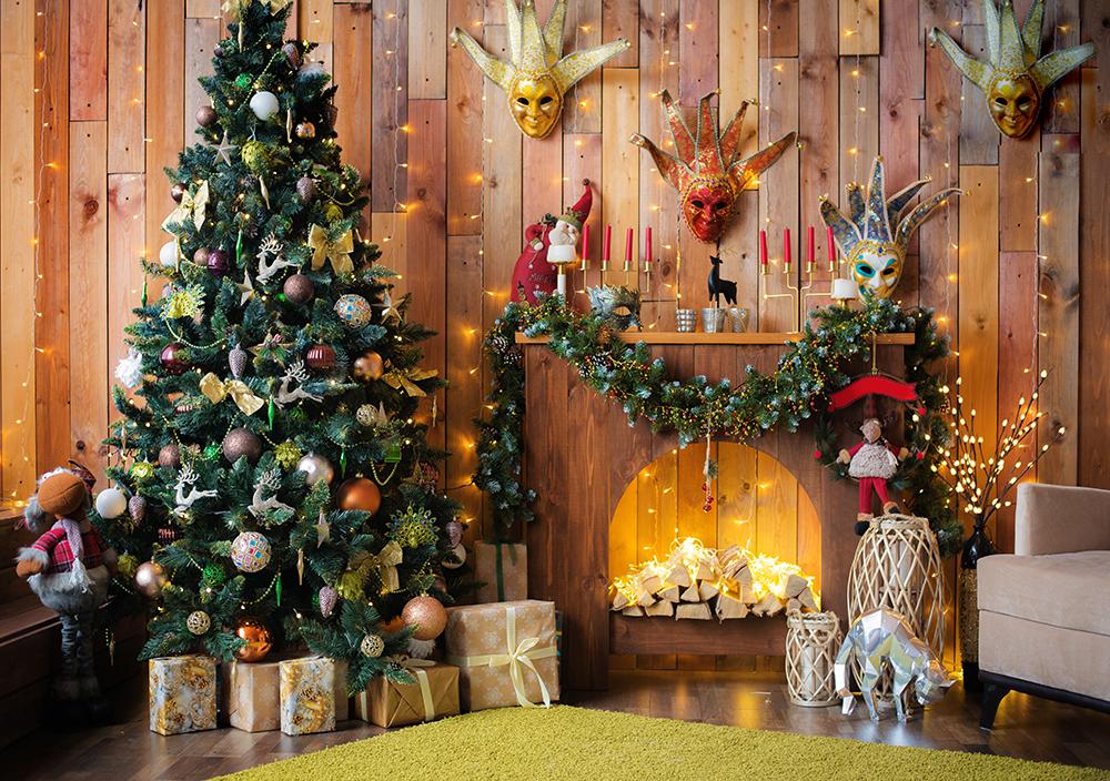 christmas tree fireplace backgrounds