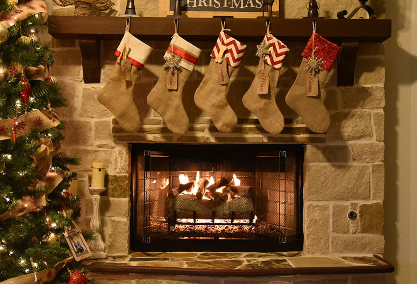 Christmas Tree Fireplace Stockings Backdrop for Photography LV-986 –  Dbackdrop