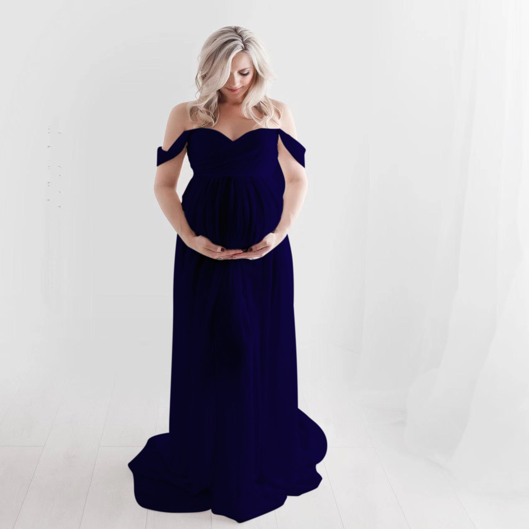 Maternity Portrait 2-in-1 Stretch Floor Length Maternity Photography Dress RB7