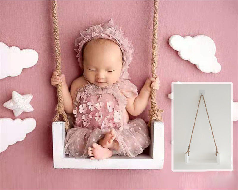 Wooden Swing Newborn Photography Props (With flowers) SYPJ11