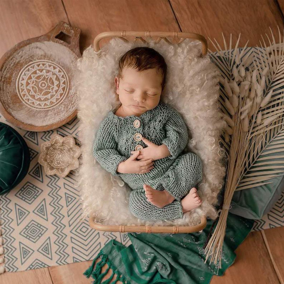 Bamboo Basket Newborn Photo Prop SYPJ9