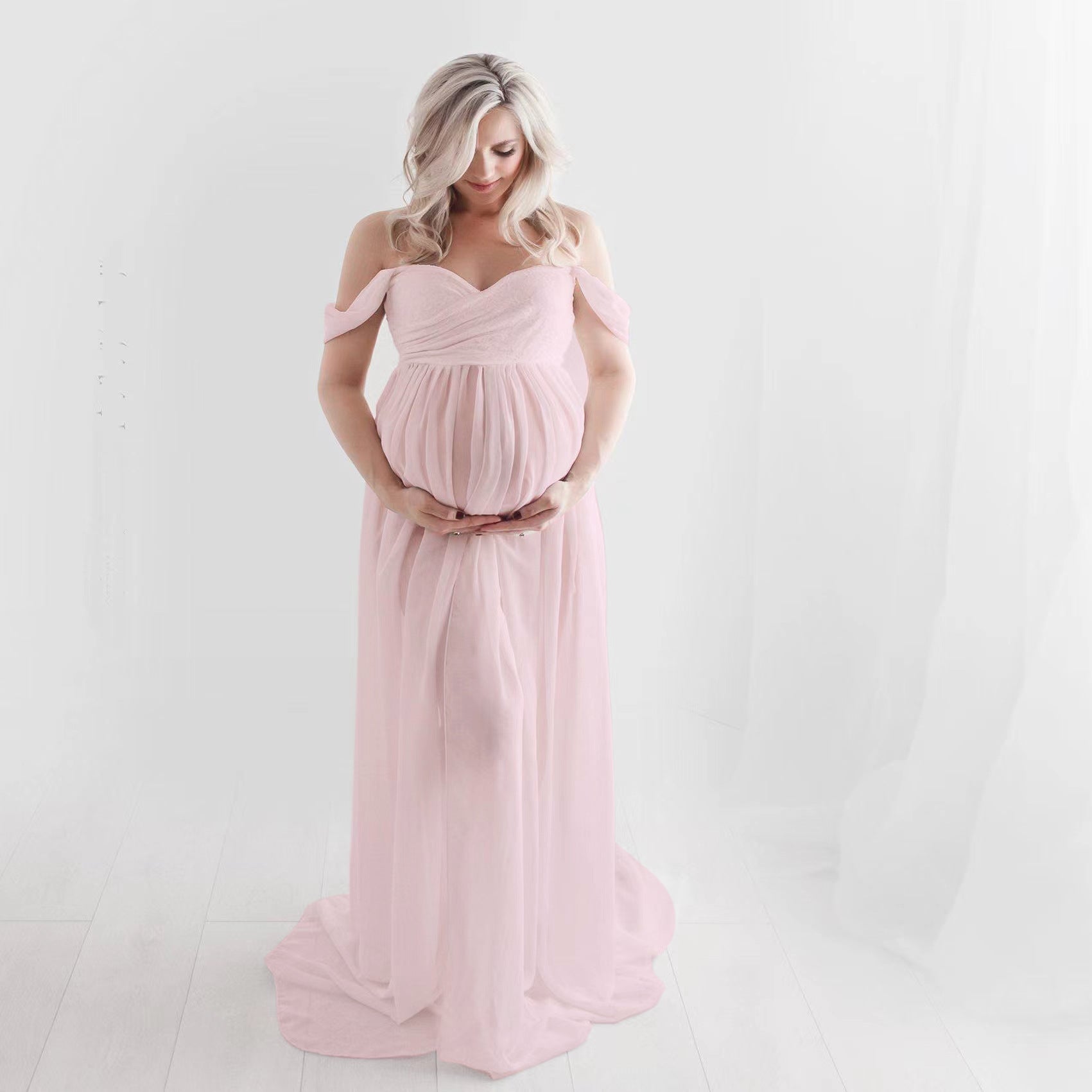 Maternity Portrait 2-in-1 Stretch Floor Length Maternity Photography Dress RB7