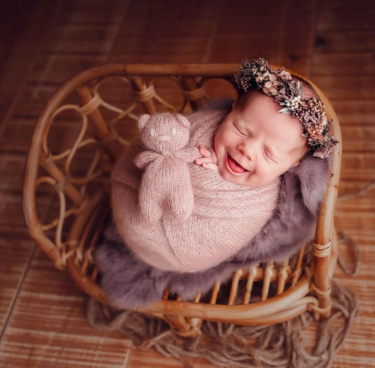 Bamboo Basket Newborn Photo Prop SYPJ9