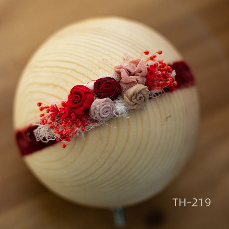 Newborn Photography Velvet Flower Pearl Headband Hair Accessories TH2