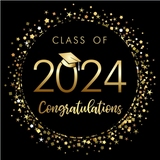 Gold and Black Graduation Party Banner Photo Backdrop SH-272