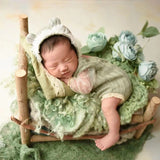 Newborn Baby Cute Knit Lace Flower Set (with matching headpiece) CL1