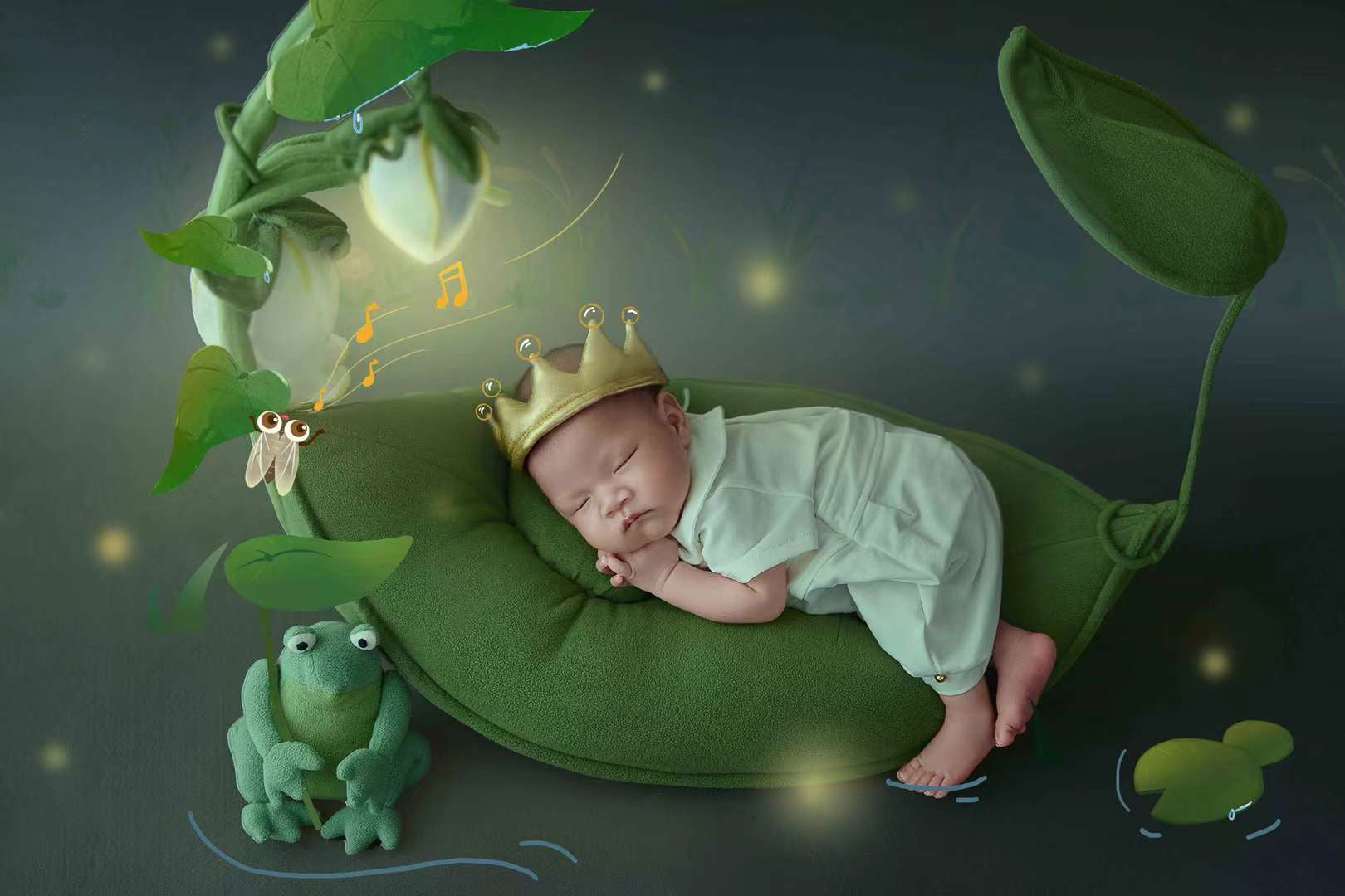 Newborn baby photography props frog little prince theme clothes ＆ pillow SYPJ12