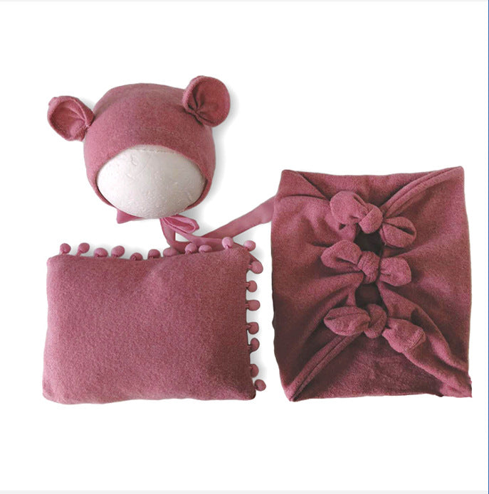 Newborn Photography Bow Wrap Set (Hat + Pillow + Wrap) CL8