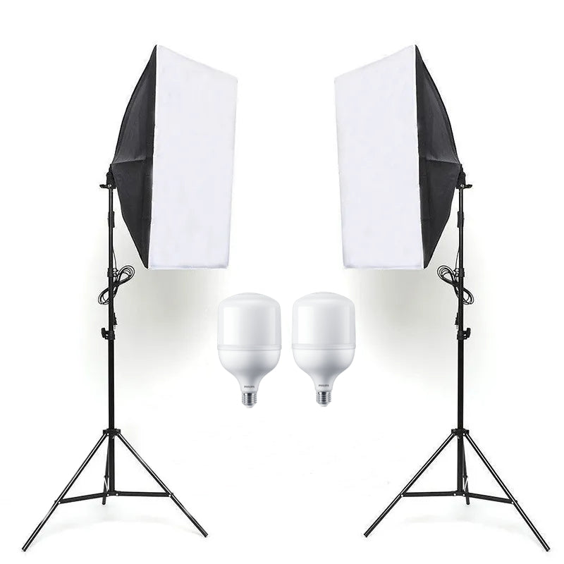 Studio Photograph Light 2pcs Softbox Lighting Kit With 185W Bulbs BP1691