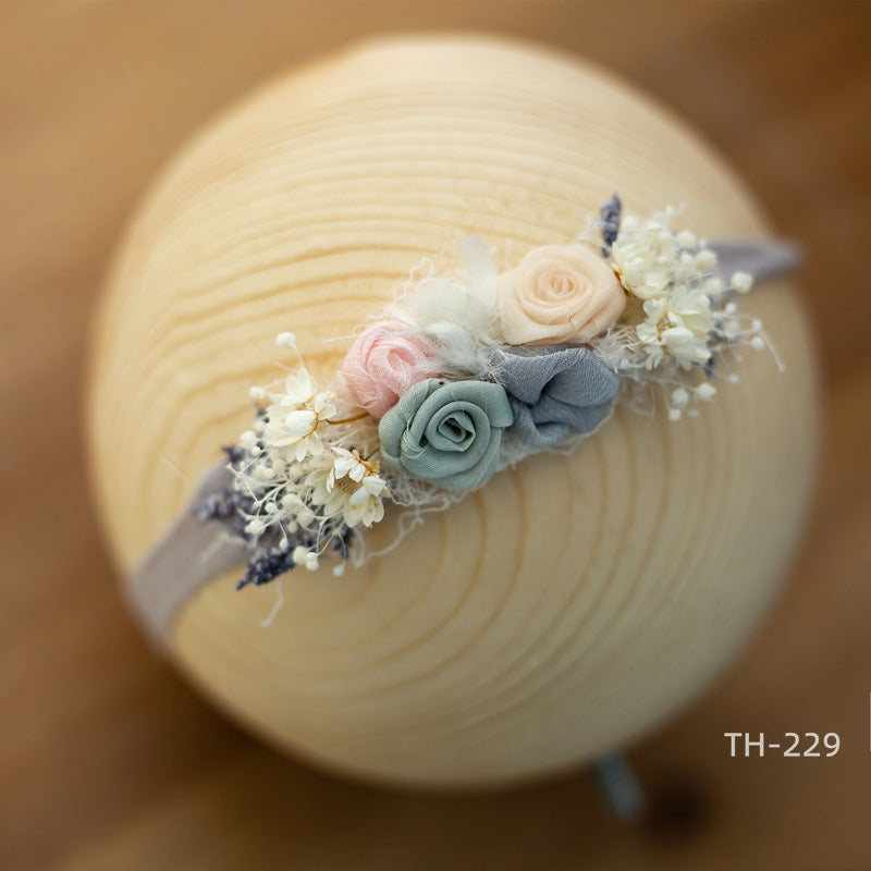 Newborn Photography Velvet Flower Pearl Headband Hair Accessories TH2