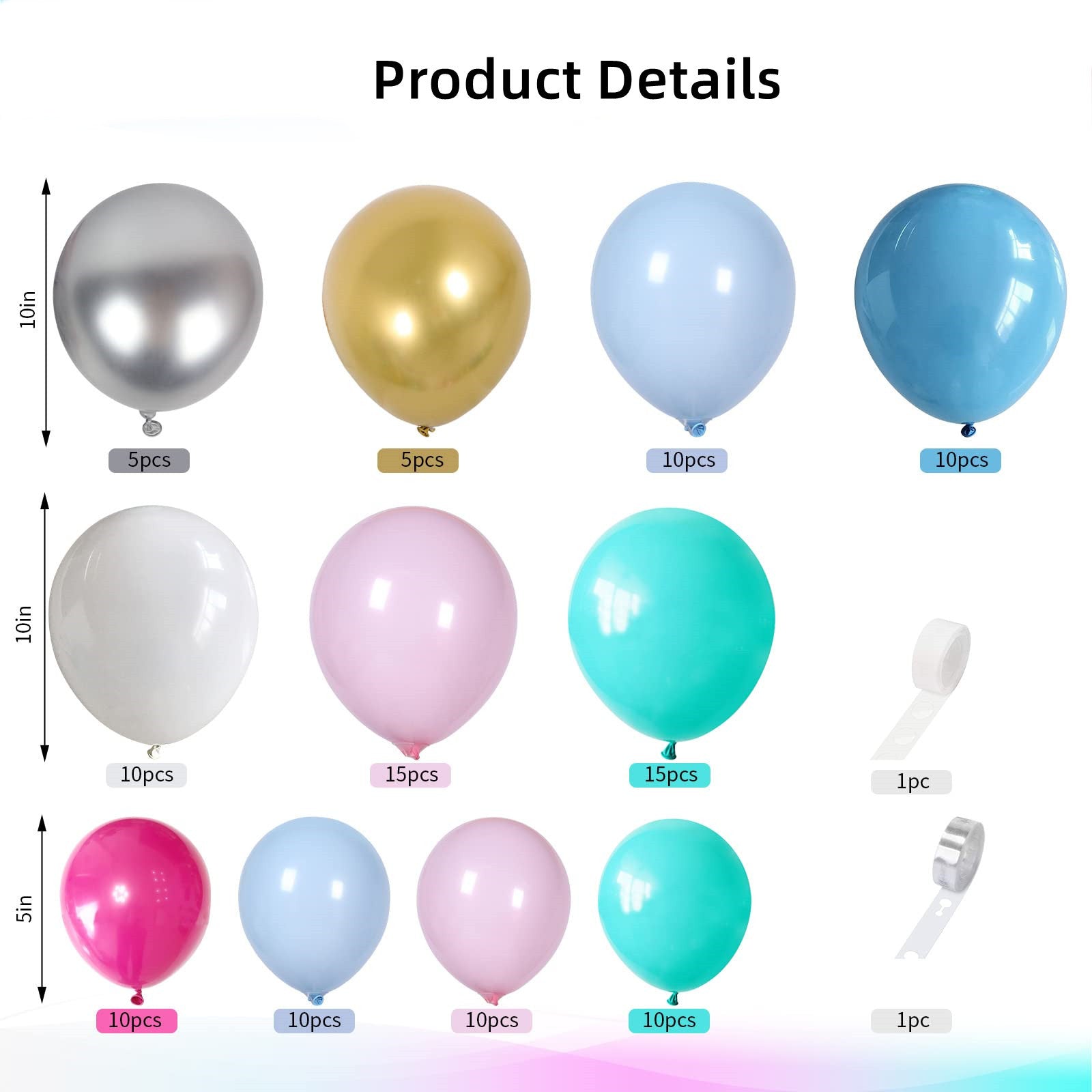 Newborn Macaron Powder Blue Latex Balloon Chain Set BA10