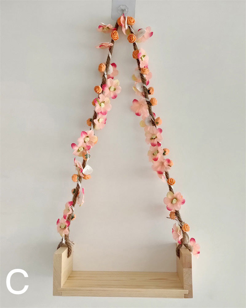 Wooden Swing Newborn Photography Props (With flowers) SYPJ11