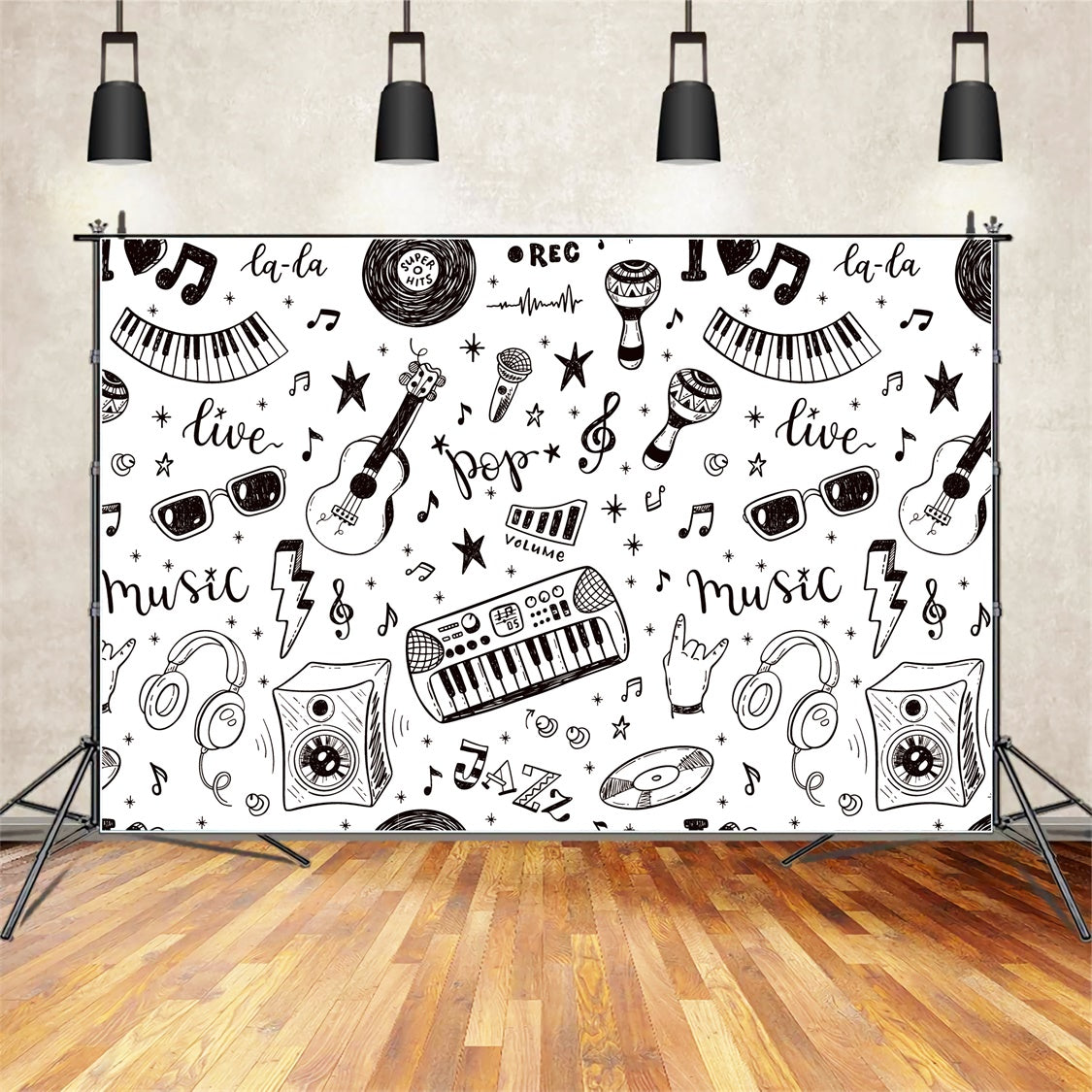 Back to School Musical Doodles Photography Backdrop BRP7-26