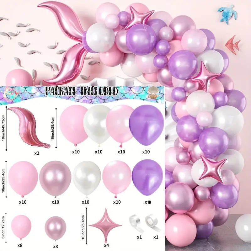 Pink Mermaid Balloon Chain Garland Set Baby Shower Party Decoration BA41