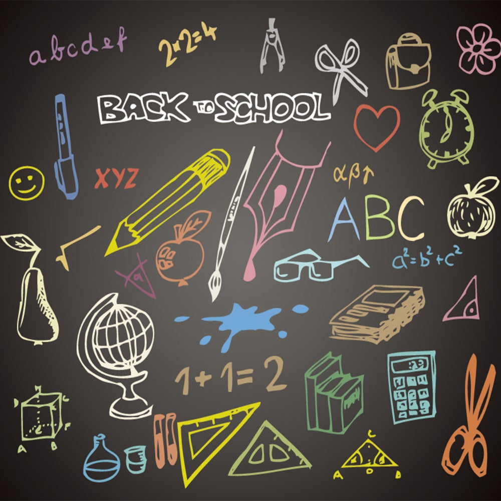 Back to School Colorful Chalkboard Photography Backdrop BRP7-56