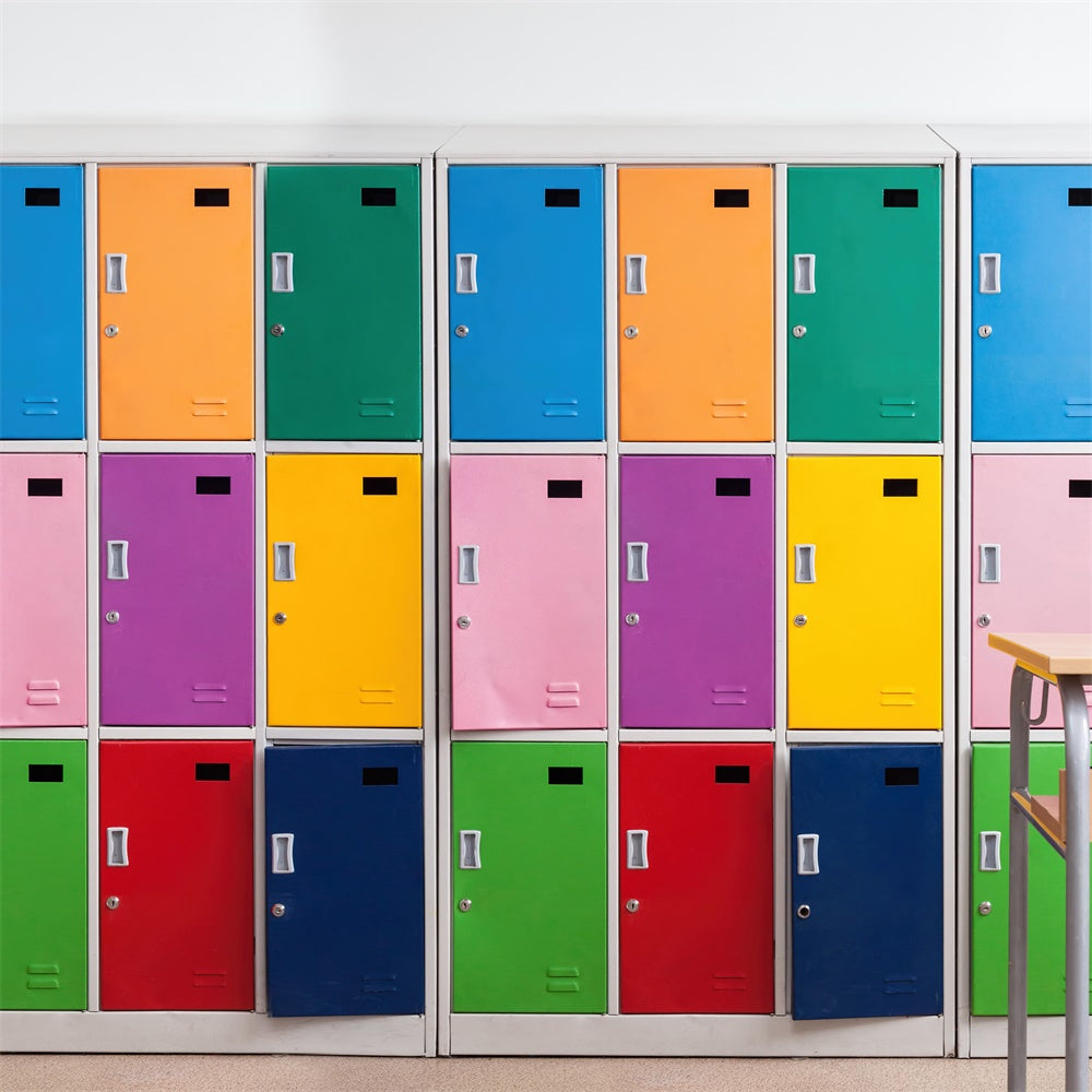 Back to School Colorful Lockers Wall Backdrop BRP7-33