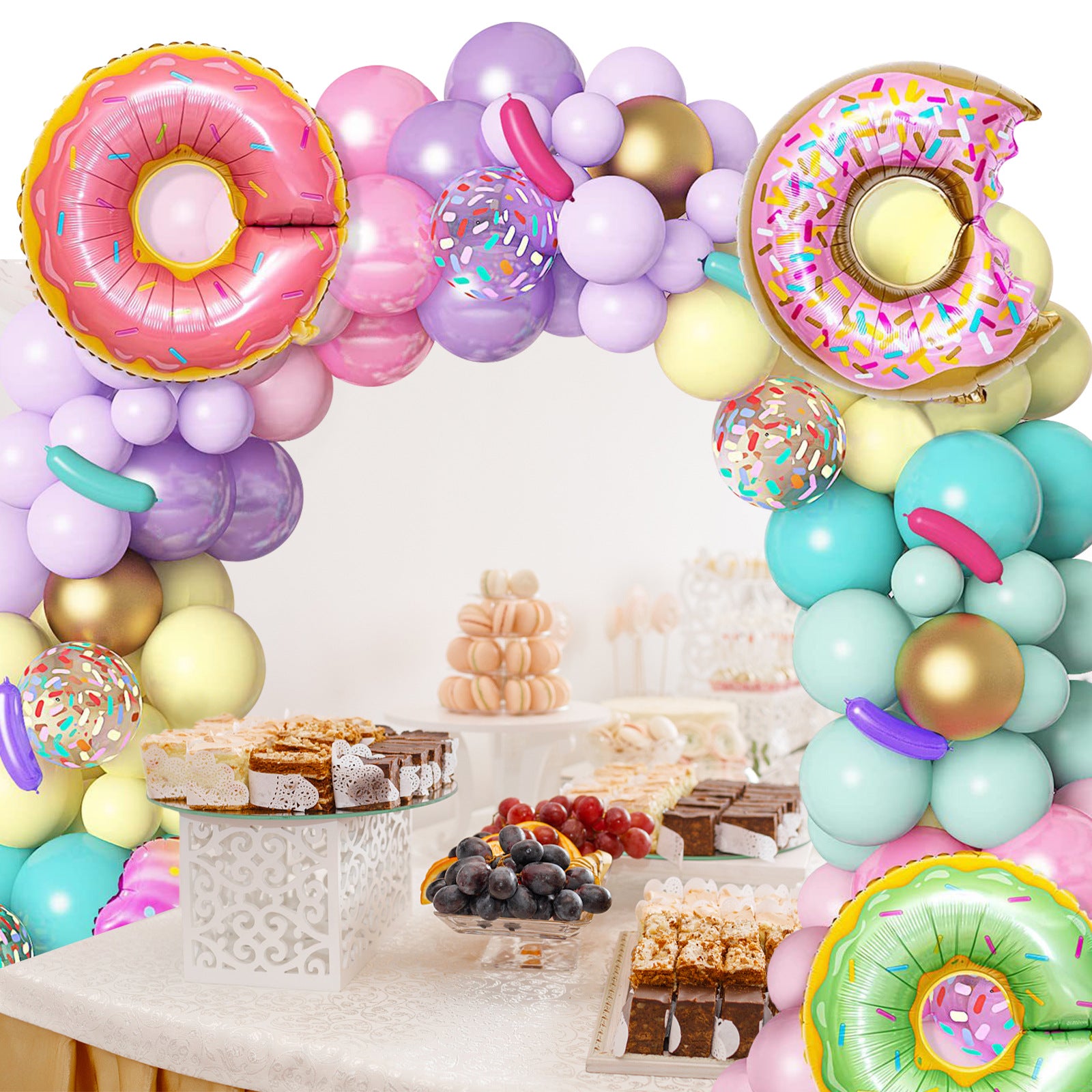 Three Donuts Macaron Fantasy Birthday Theme Balloon Chain BA18