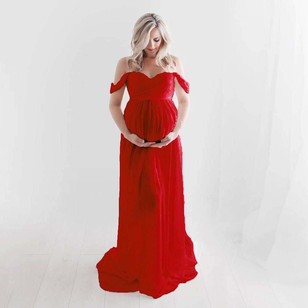 Maternity Portrait 2-in-1 Stretch Floor Length Maternity Photography Dress RB7