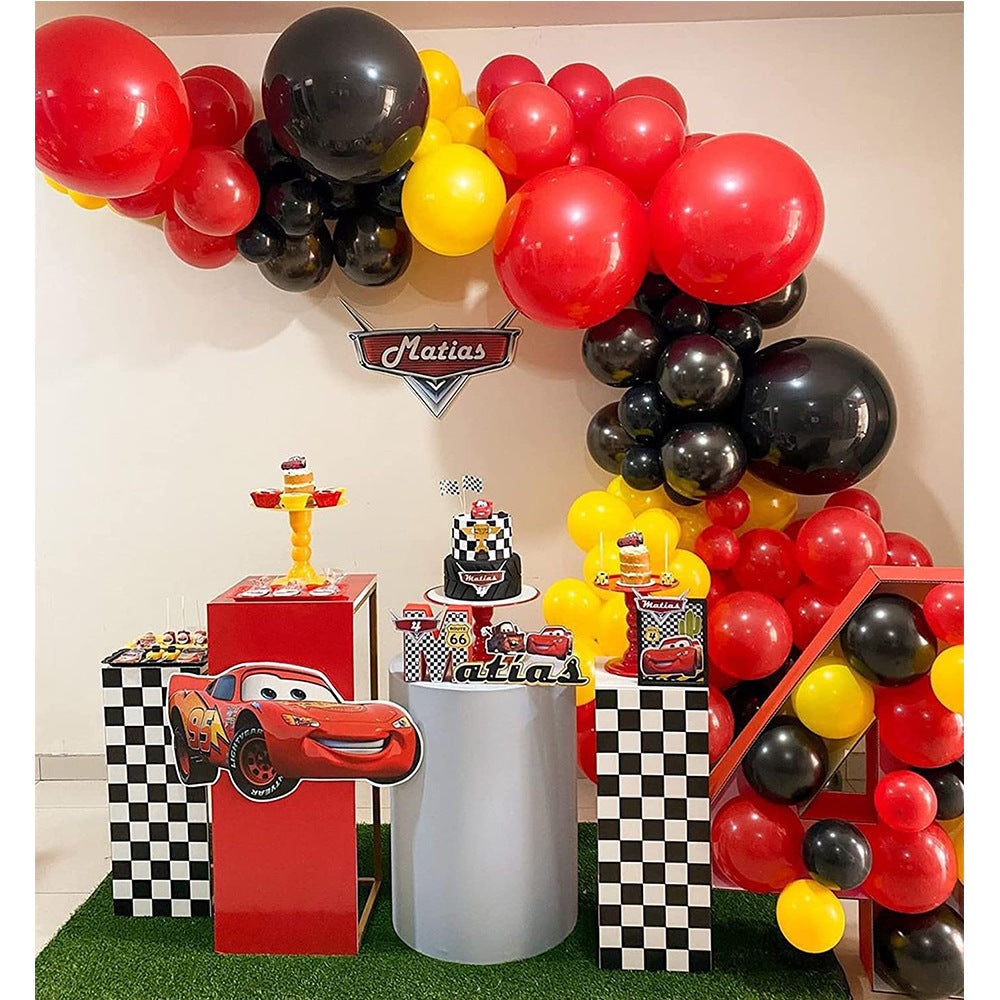 Racing Car Theme Baby Birthday Yellow Red Black Balloon Film Party Decoration BA27