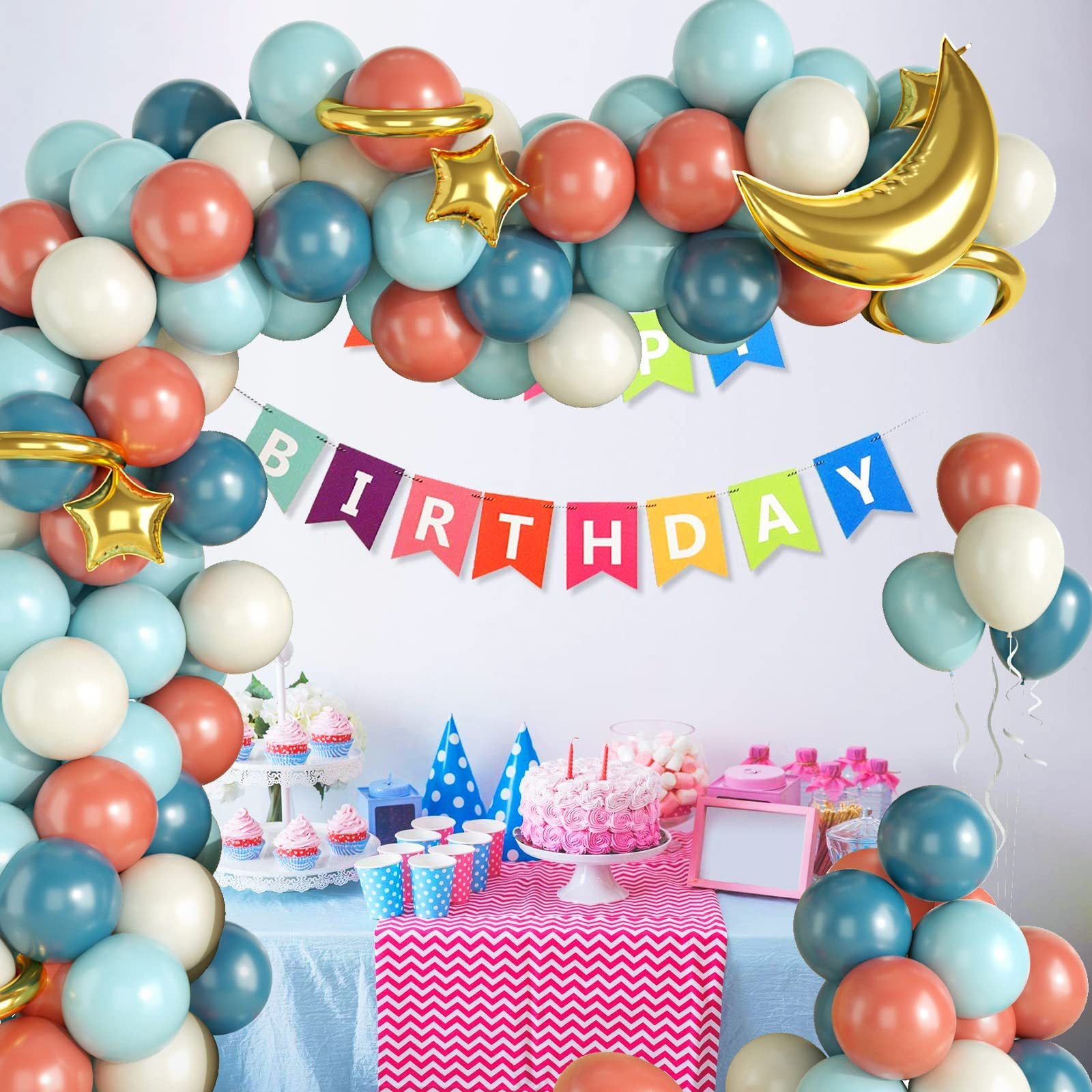 Birthday Party Vintage Powder Blue Star Glitter Balloon Chain BA11