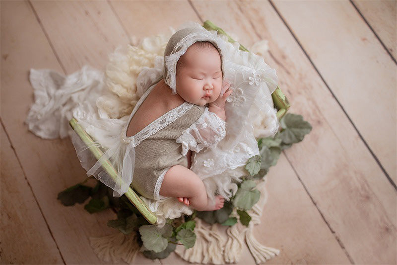 Newborn photography props lace one-piece dress for baby girl (with matching headpiece) CL5