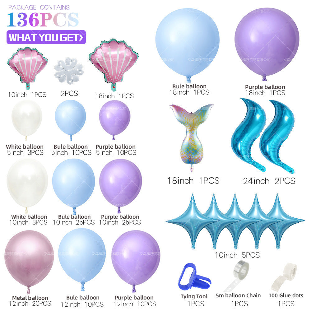 Mermaid Tail Balloon Chain Kids Birthday Party Decoration BA3