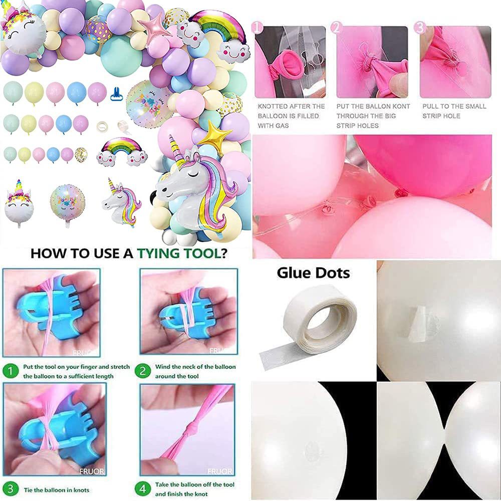 Unicorn Birthday Party Macaroon Rainbow Balloon Chain BA16