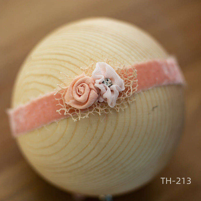 Newborn Photography Velvet Flower Pearl Headband Hair Accessories TH2