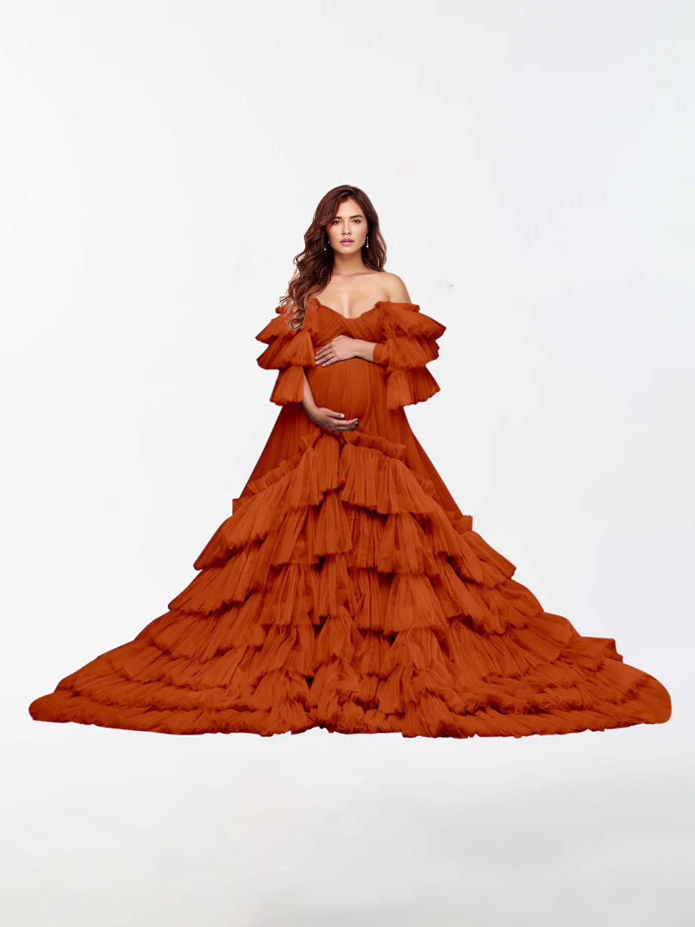 A-Line Off The Shoulder Tulle Maternity Dress for Photography RB5