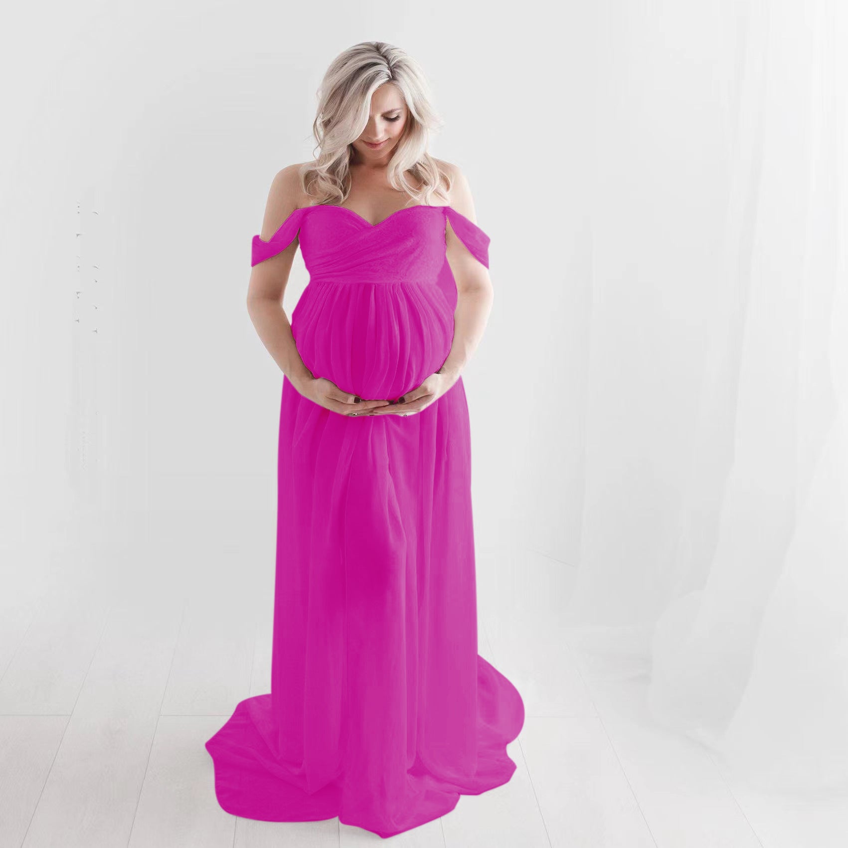 Maternity Portrait 2-in-1 Stretch Floor Length Maternity Photography Dress RB7