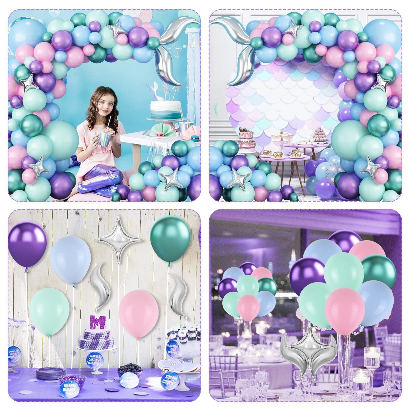 Mermaid Girl's 1st Birthday Party Balloon Set BA21