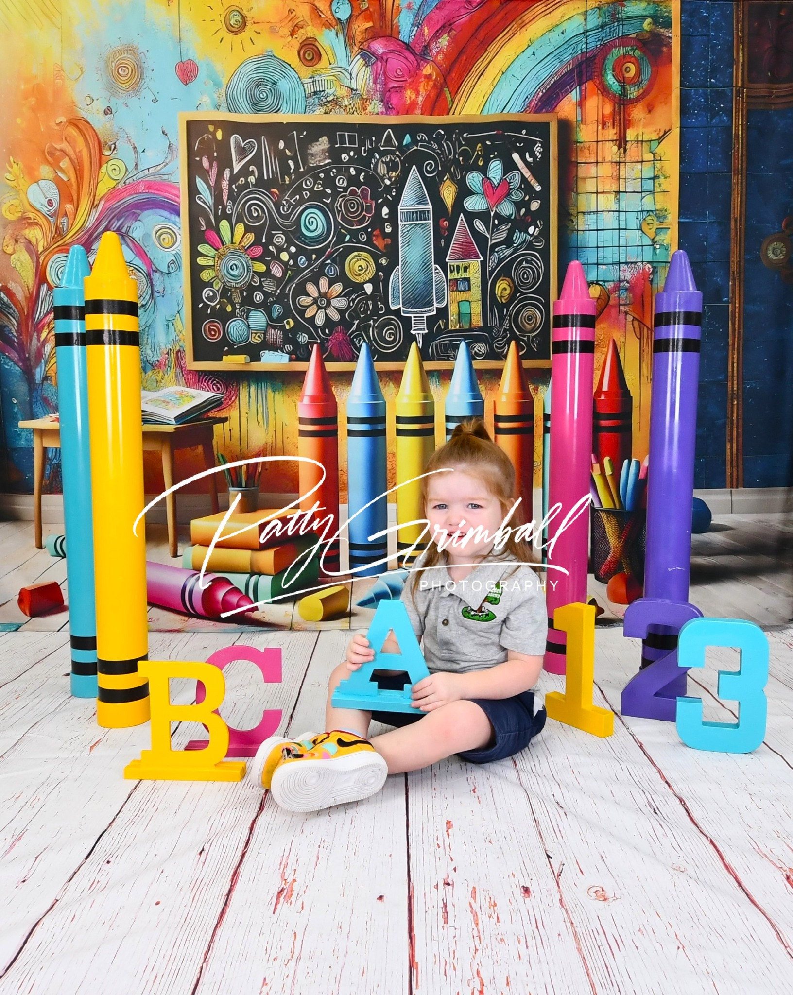 Crayons Painting Back to School Backdrop RR7-211