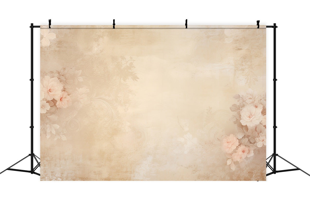 Portrait Backdrop Floral Decor Beige Wall Backdrop BRP-11-635