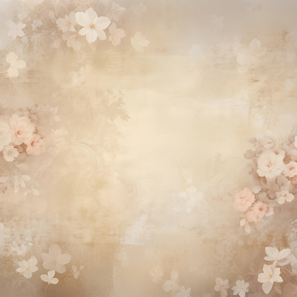 Portrait Backdrop Floral Decor Beige Wall Backdrop BRP-11-635