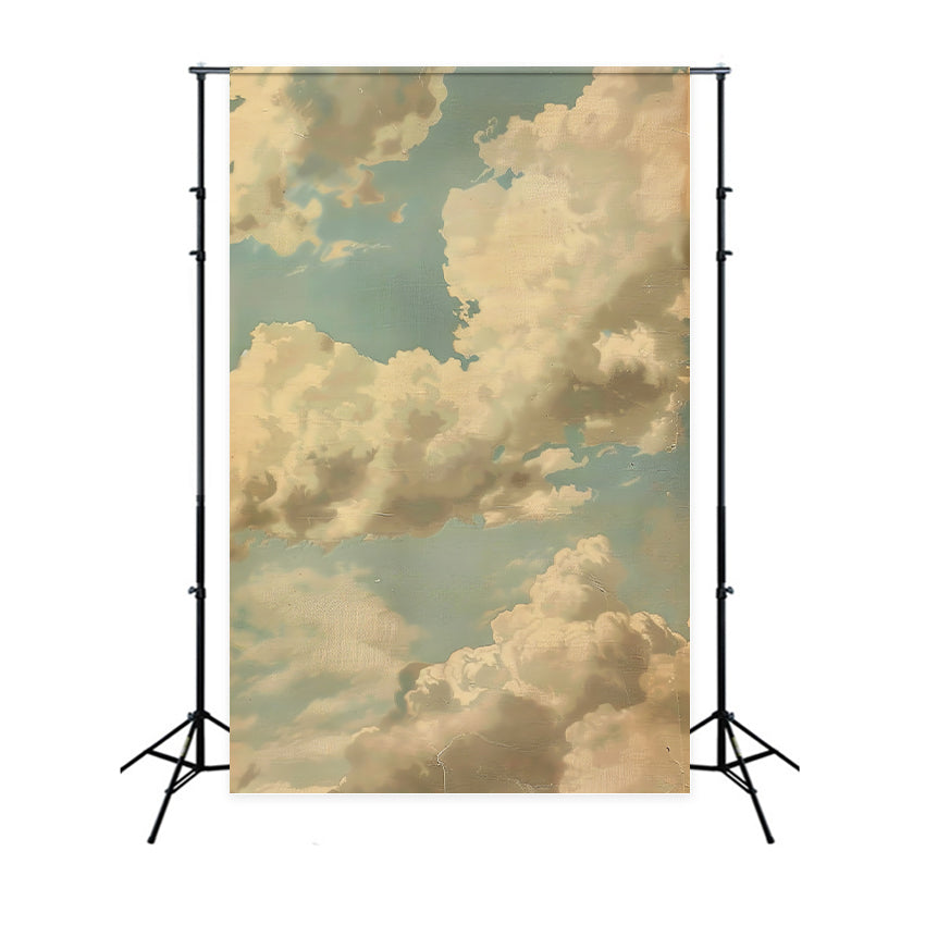 Portrait Backdrop Sky Blue Decor Cloudy Wall Backdrop BRP-11-639