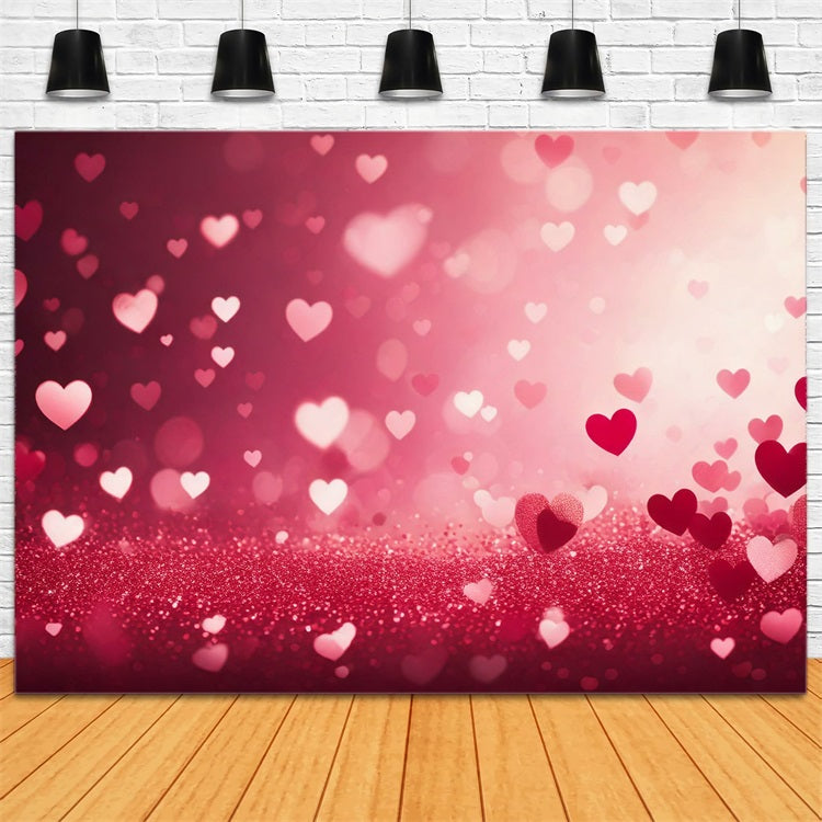 Valentine's Photo Backdrop Romantic Pink Heart Sparkle Backdrop BRP1-100