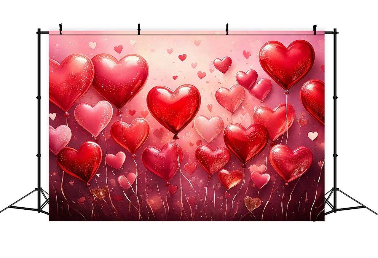 Valentine Backdrops Glittering Red Heart Balloon Backdrop BRP1-101