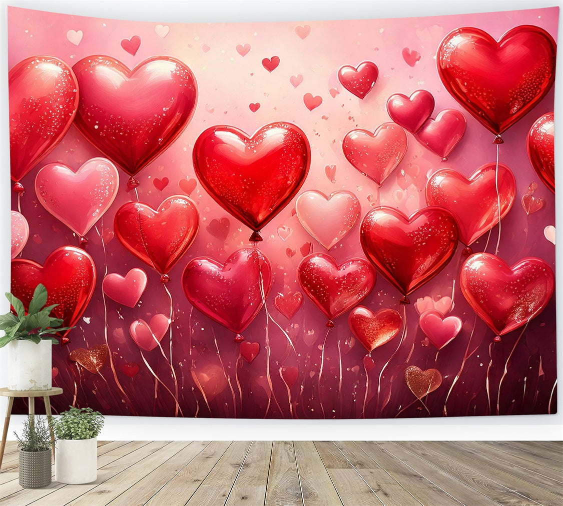 Valentine Backdrops Glittering Red Heart Balloon Backdrop BRP1-101