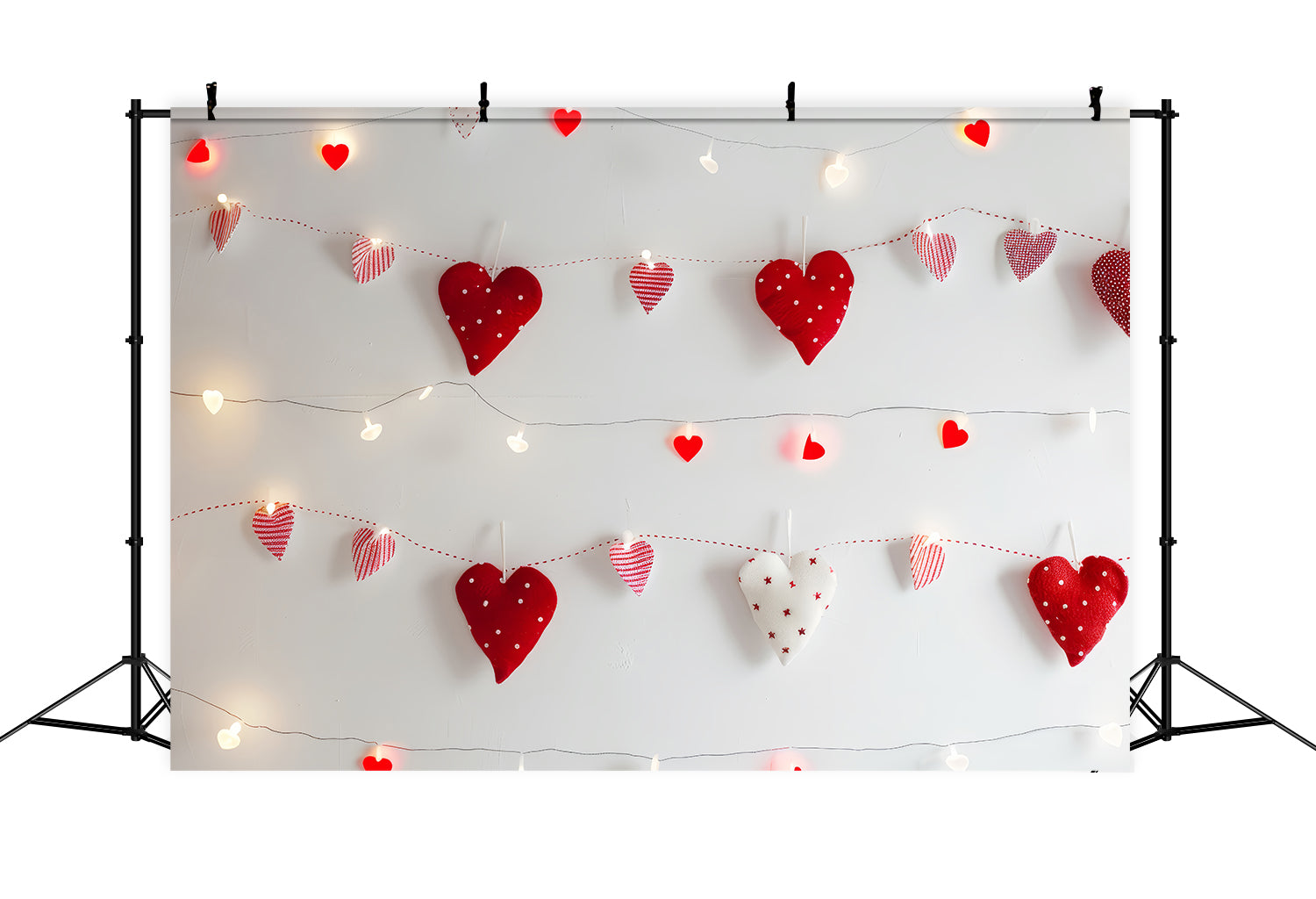 Valentine's Photo Backdrop Cozy Handmade Hearts Lights Backdrop BRP1-102