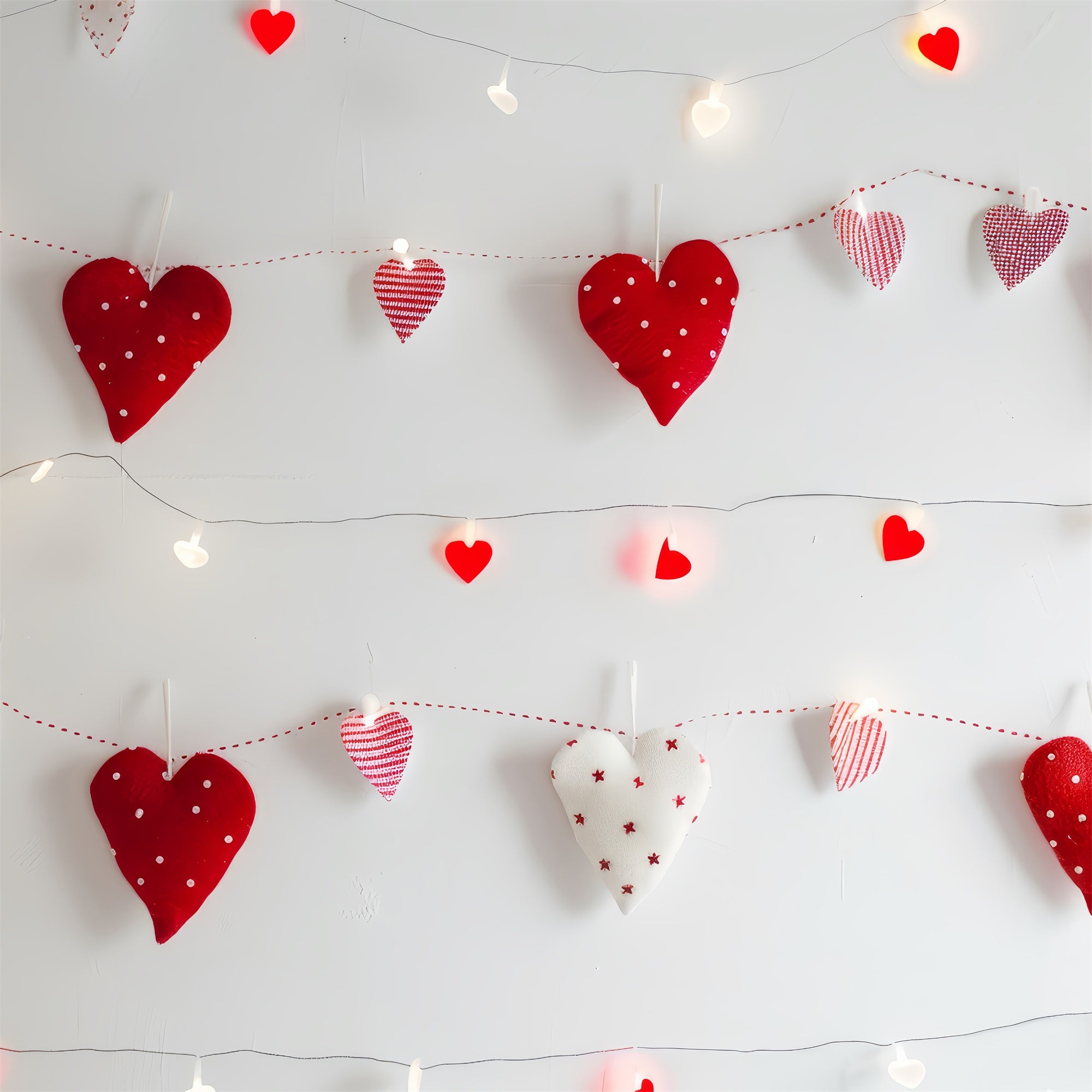 Valentine's Photo Backdrop Cozy Handmade Hearts Lights Backdrop BRP1-102