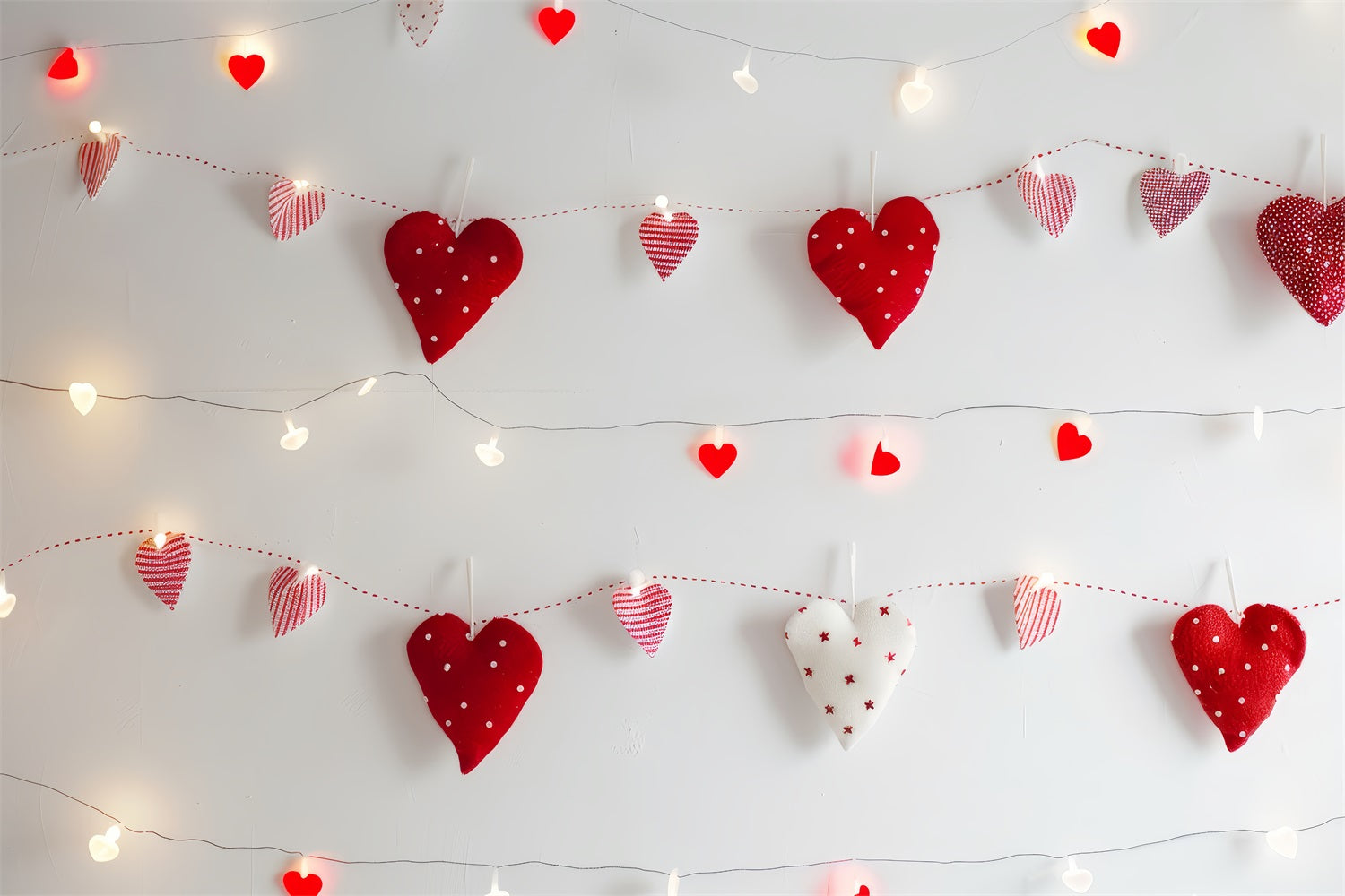 Valentine's Photo Backdrop Cozy Handmade Hearts Lights Backdrop BRP1-102