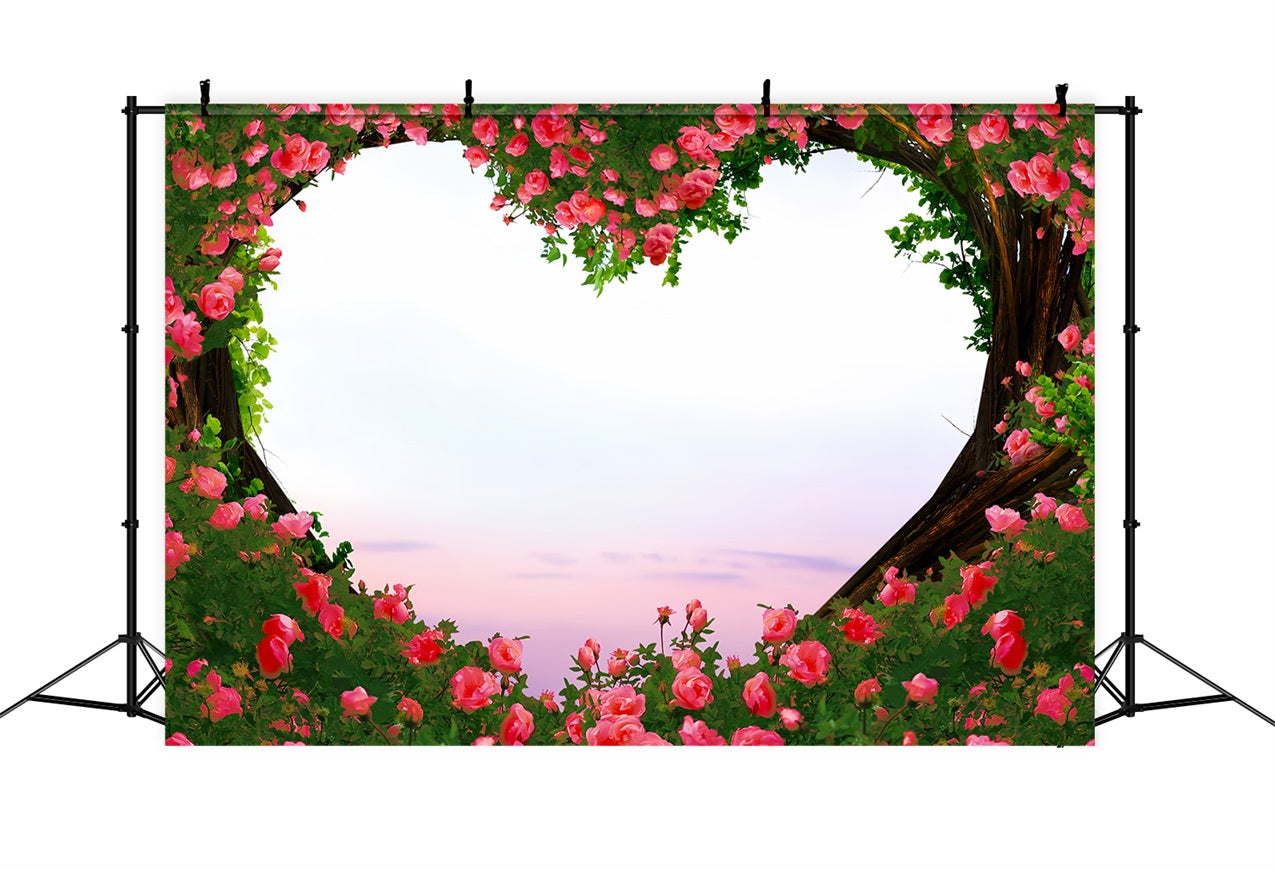 Valentine Backdrops Photography Dreamy Sunset Rose Heart Backdrop BRP1-103