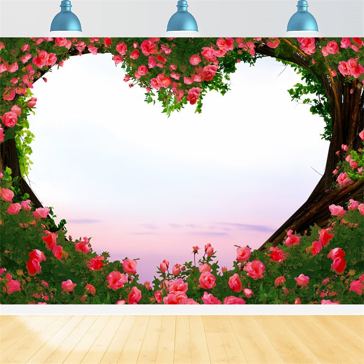 Valentine Backdrops Photography Dreamy Sunset Rose Heart Backdrop BRP1-103