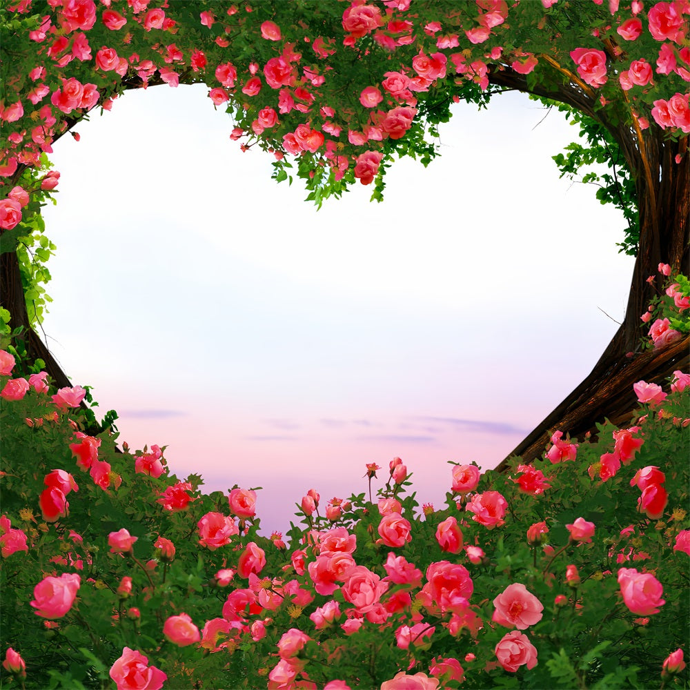 Valentine Backdrops Photography Dreamy Sunset Rose Heart Backdrop BRP1-103