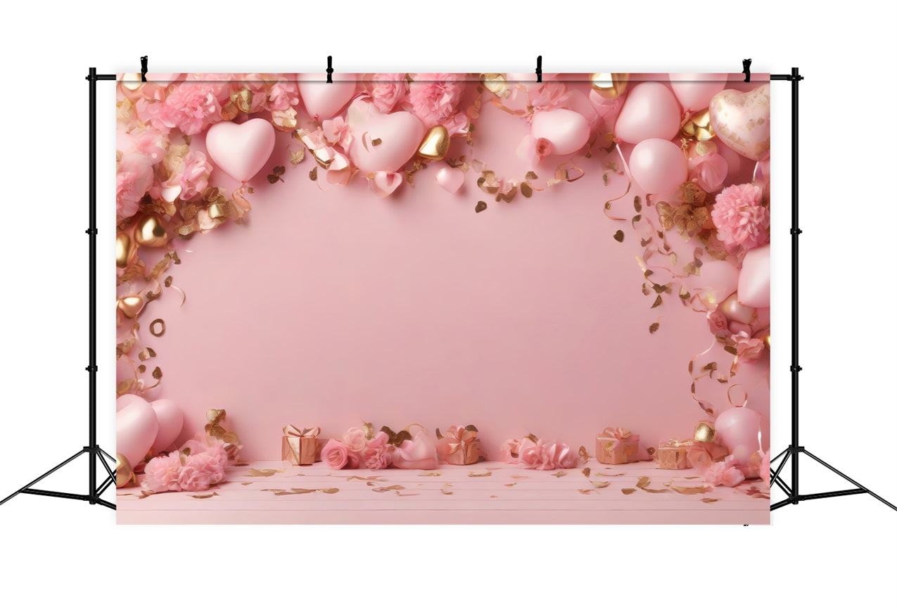 Backdrops Valentines Pink Balloons Romantic Flower Backdrop BRP1-104