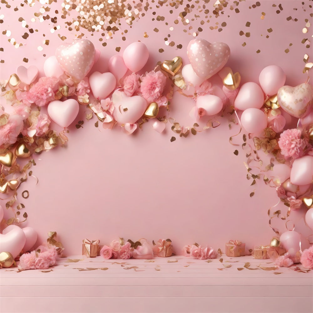 Backdrops Valentines Pink Balloons Romantic Flower Backdrop BRP1-104