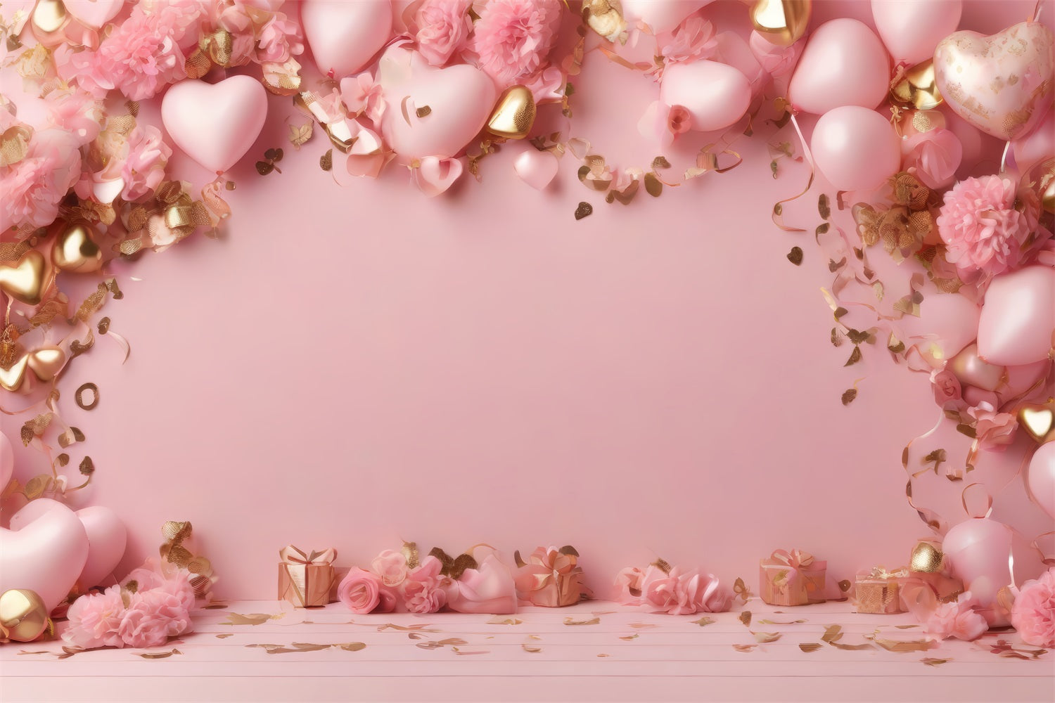 Backdrops Valentines Pink Balloons Romantic Flower Backdrop BRP1-104