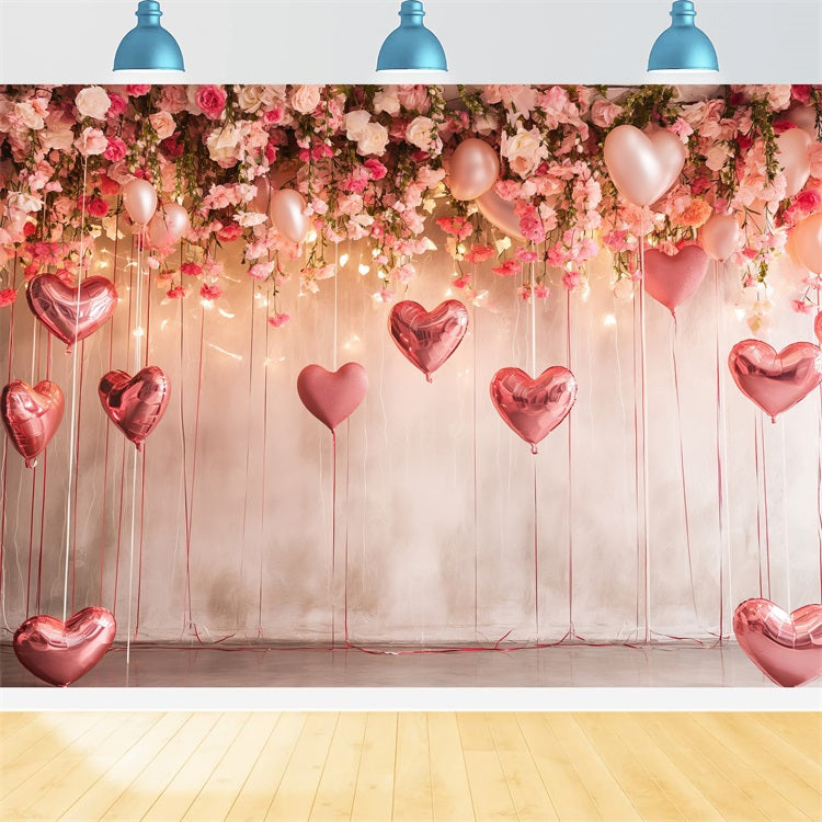 Valentine Backdrop Ideas Romantic Floral Balloon Glow Backdrop BRP1-108